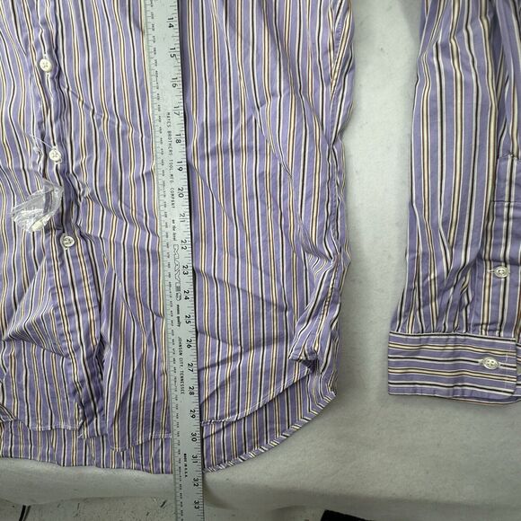 NEW 17‎ 36/37 Classic Fit Ralph Lauren Shirt Mens Long Sleeve Purple Striped - Picture 6 of 12